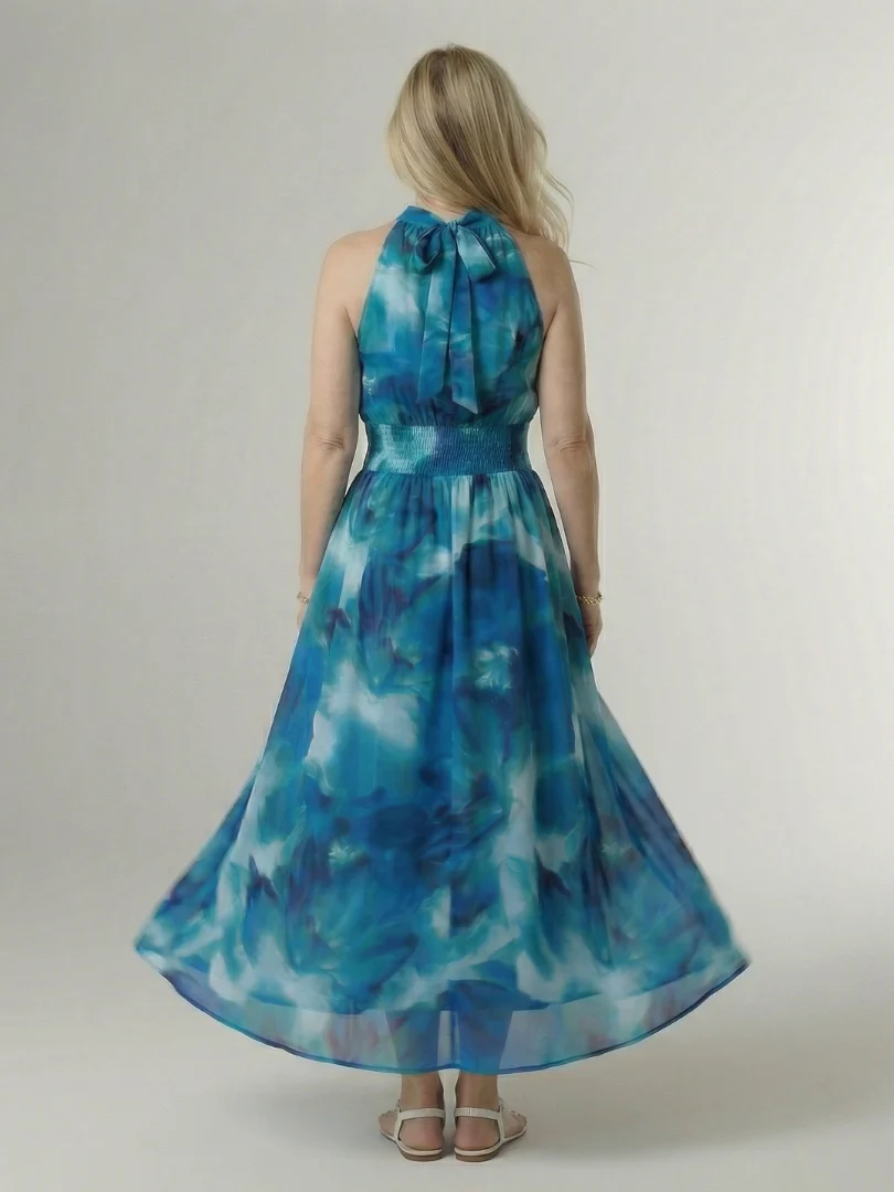 SYLIN™ - GATHERED HALTER MIDI DRESS