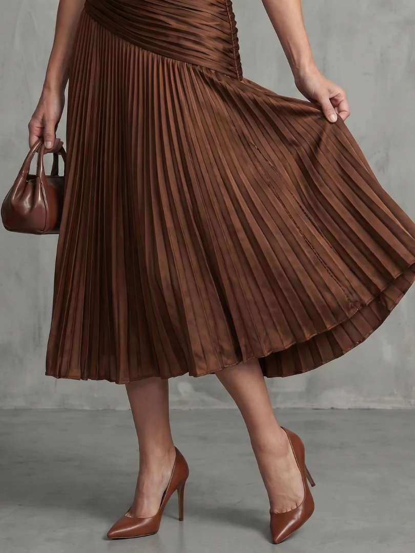 THEODORA™ - PLEATED WAISTLINE MIDI DRESS