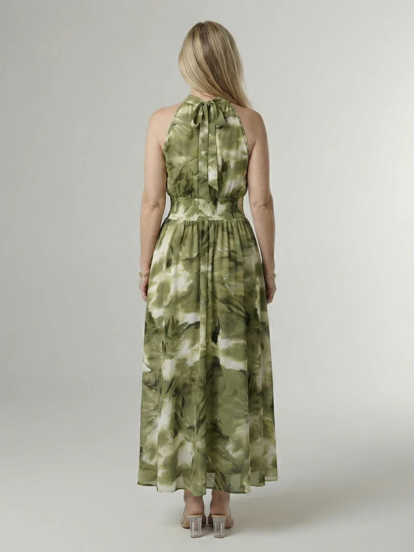 SYLIN™ - GATHERED HALTER MIDI DRESS