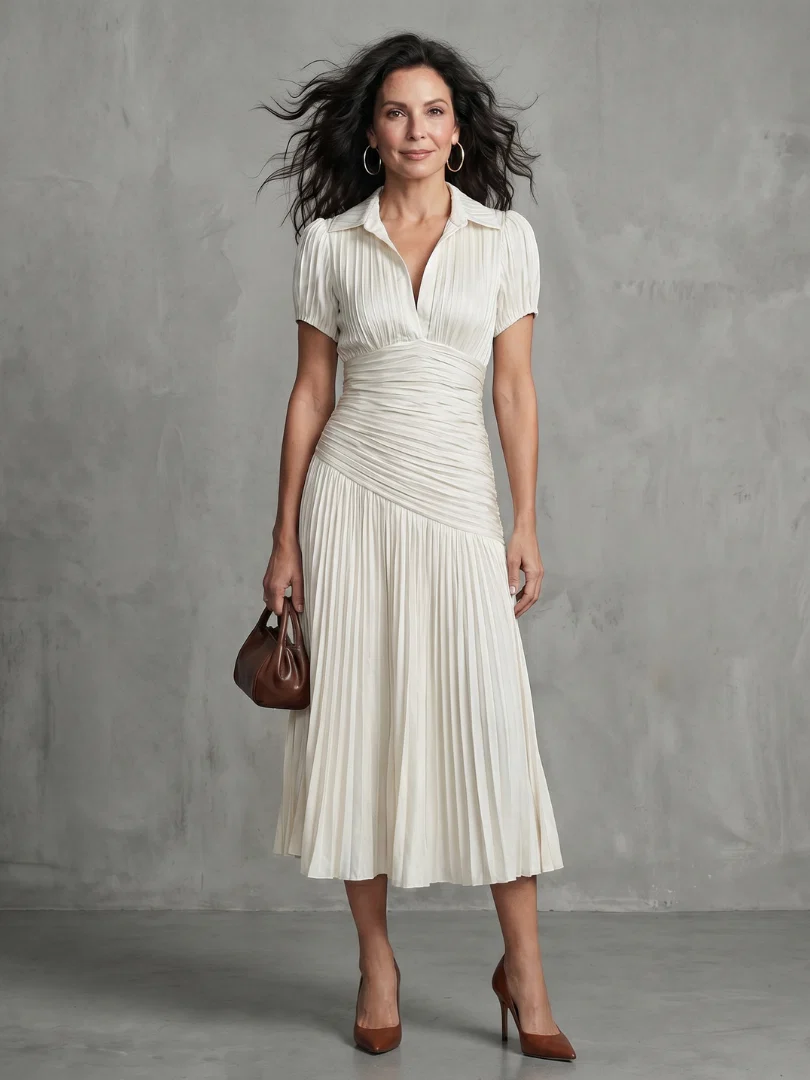 THEODORA™ - PLEATED WAISTLINE MIDI DRESS