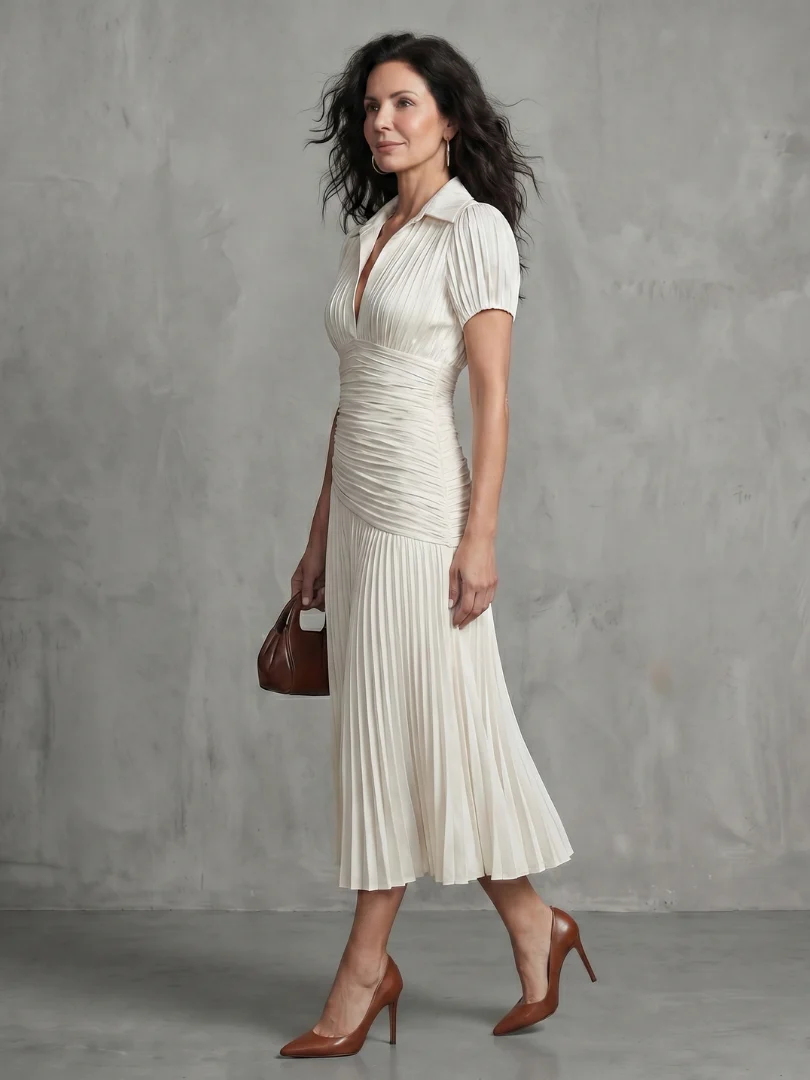 THEODORA™ - PLEATED WAISTLINE MIDI DRESS