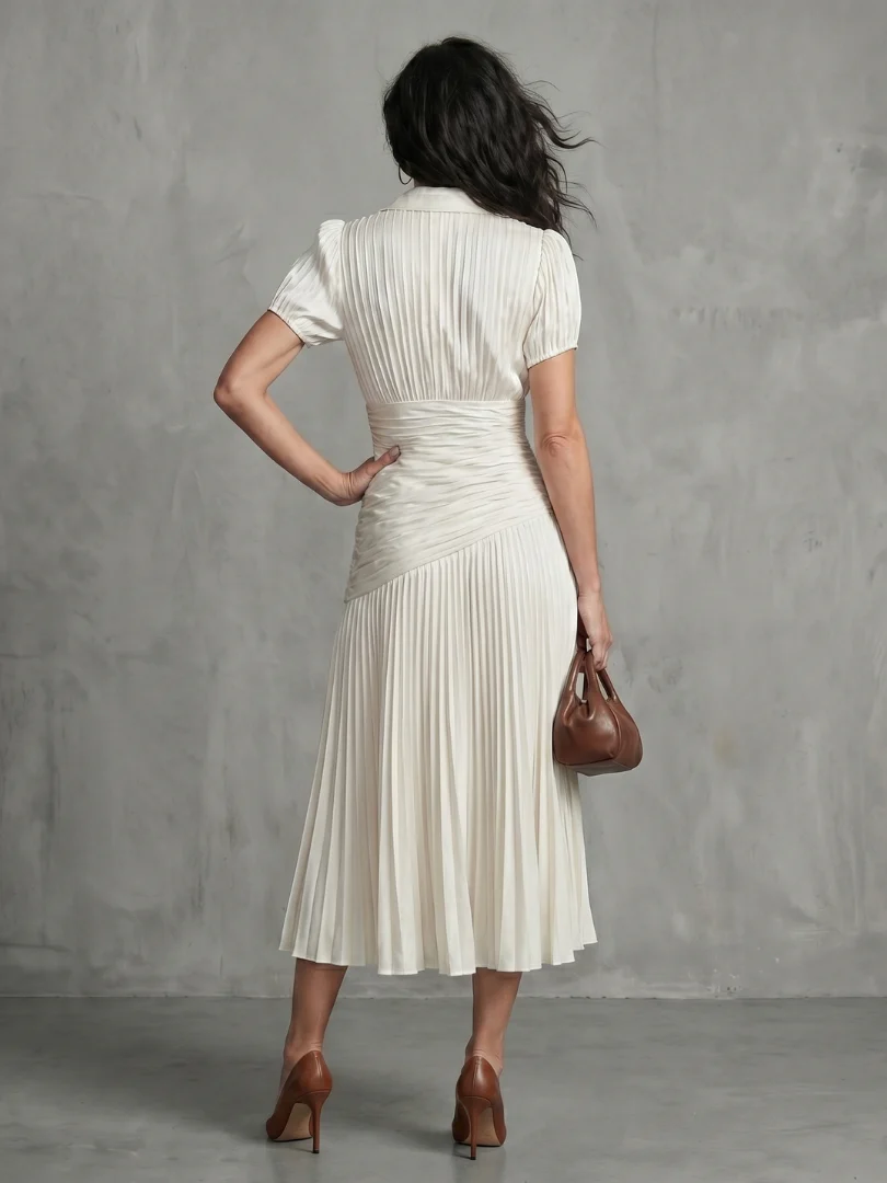 THEODORA™ - PLEATED WAISTLINE MIDI DRESS