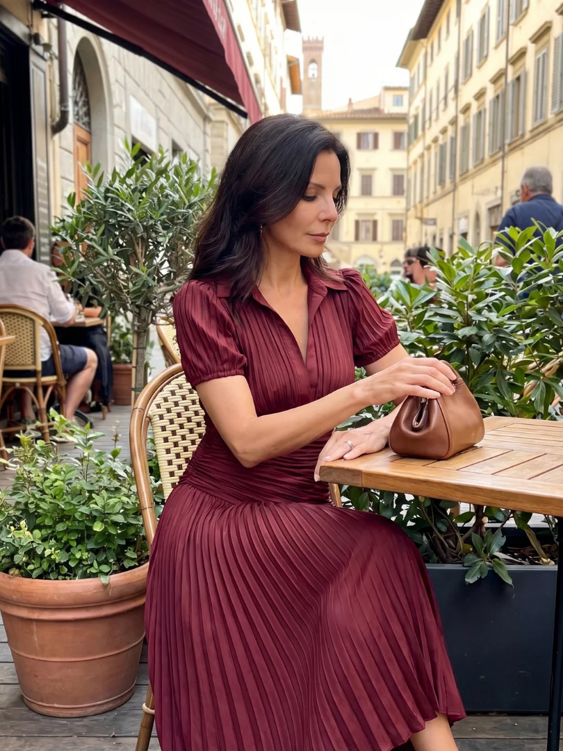 THEODORA™ - PLEATED WAISTLINE MIDI DRESS