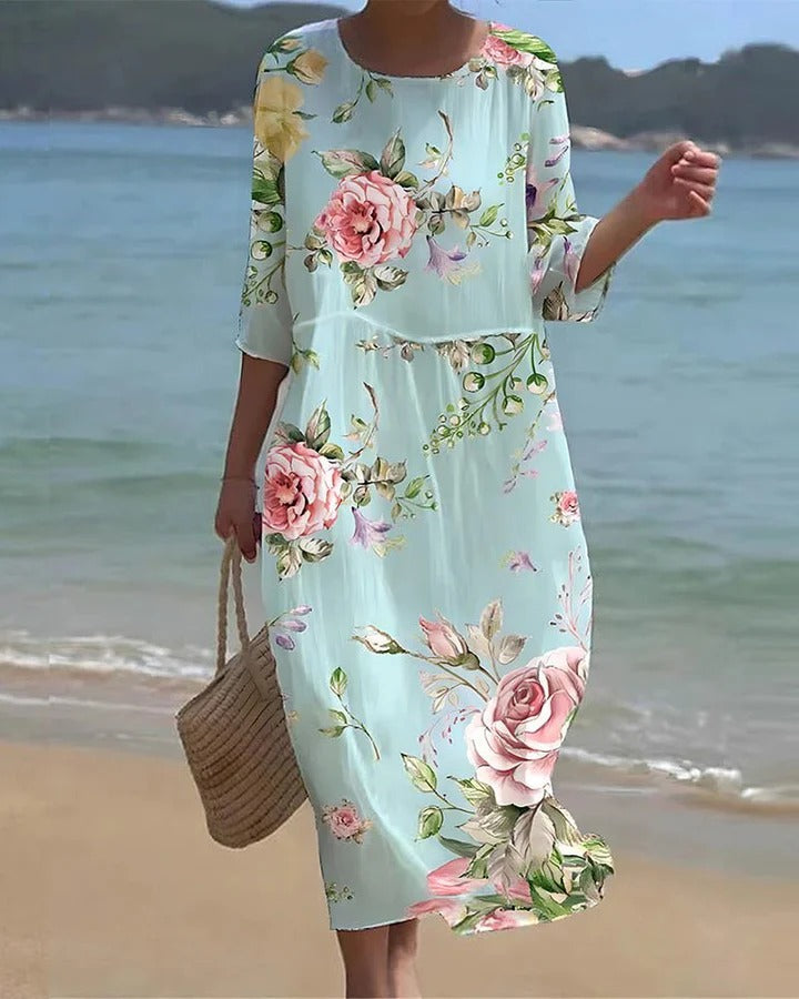 ORLAIGH™ - FLATTERING FLORAL MIDI DRESS
