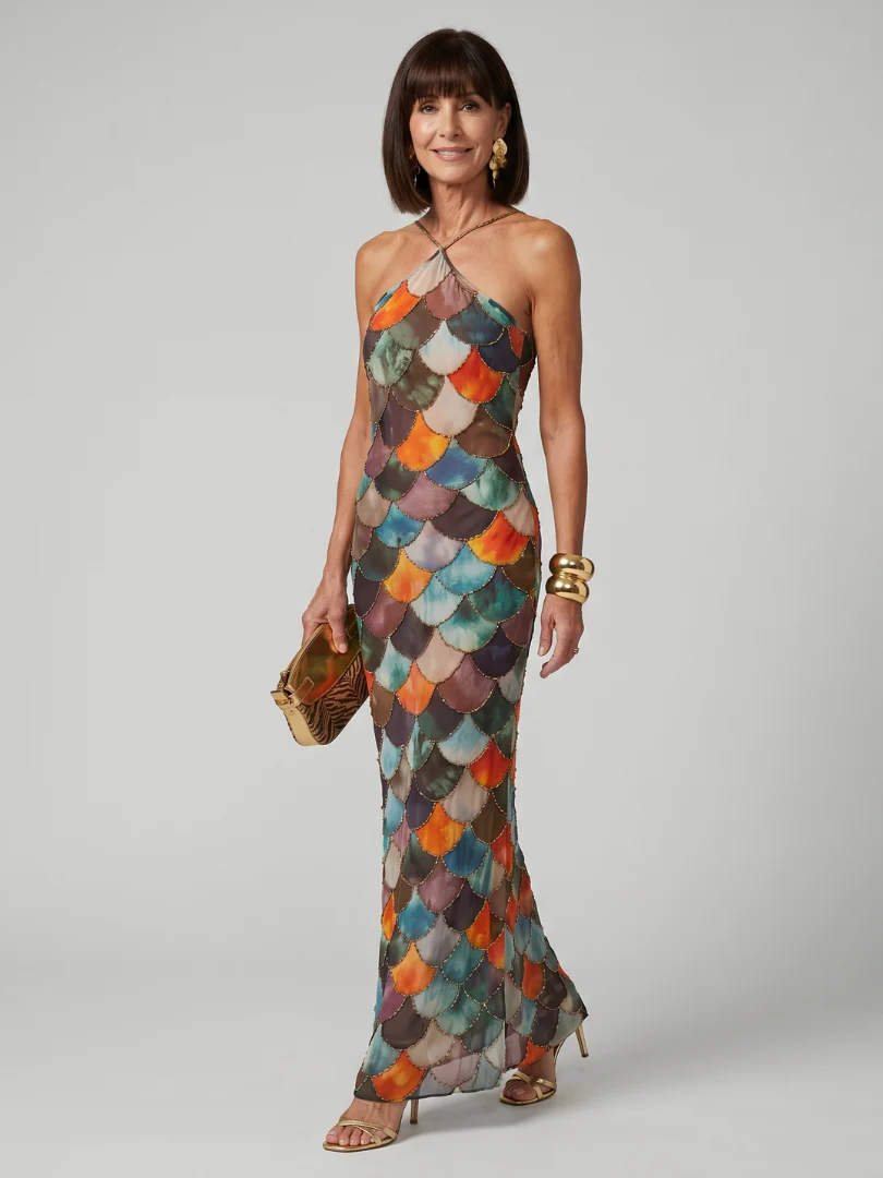 LARKIN™ - FITTED SCALE PRINT MAXI DRESS