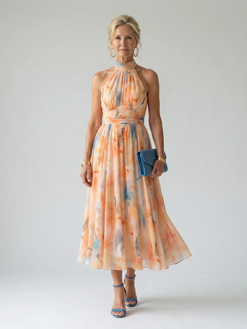 ELIN™ - SOFT HALTER MIDI DRESS