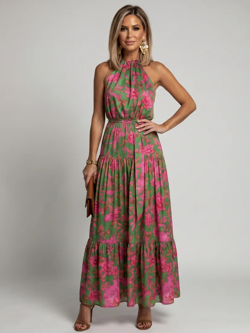 ROWEN™ - DRAPED HALTER MIDI DRESS