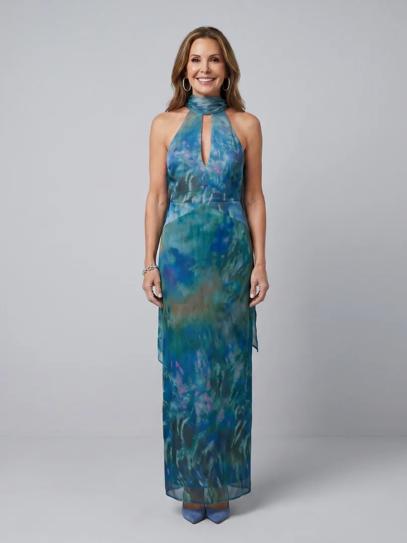 JUNIPER™ - KEYHOLE HALTER SLEEVELESS MAXI DRESS