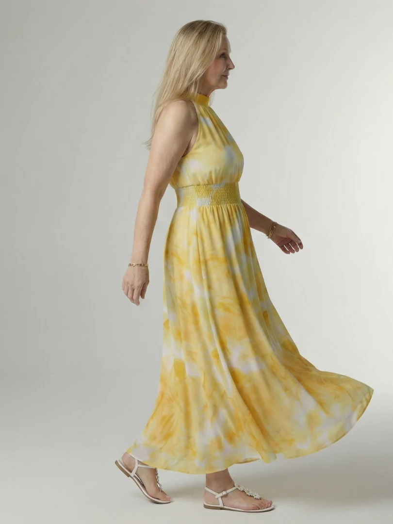 SYLIN™ - GATHERED HALTER MIDI DRESS