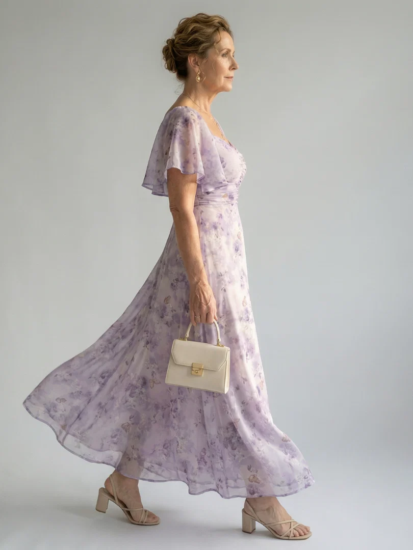 VAELIS™ - FLUTTER SLEEVE MIDI DRESS