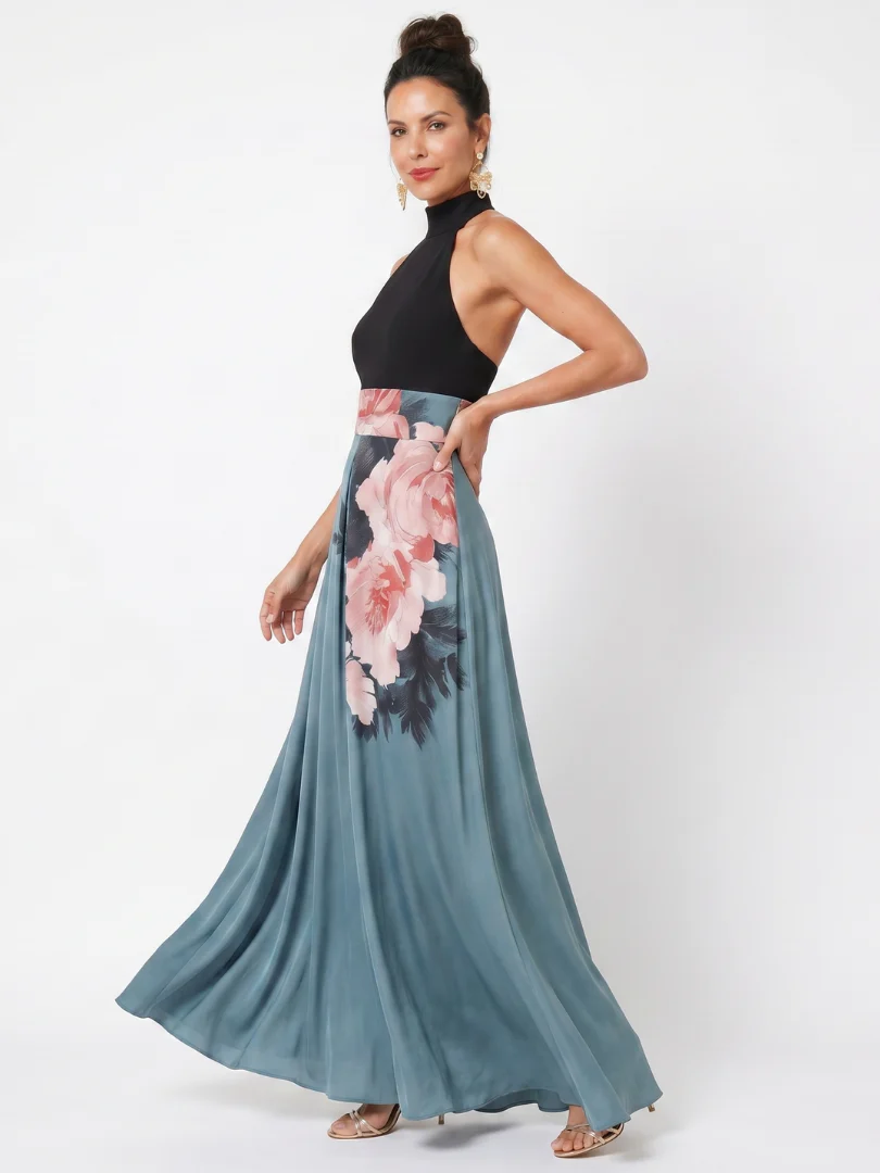 OLYMPAS™ - HALTER BODICE FLORAL SKIRT MAXI DRESS