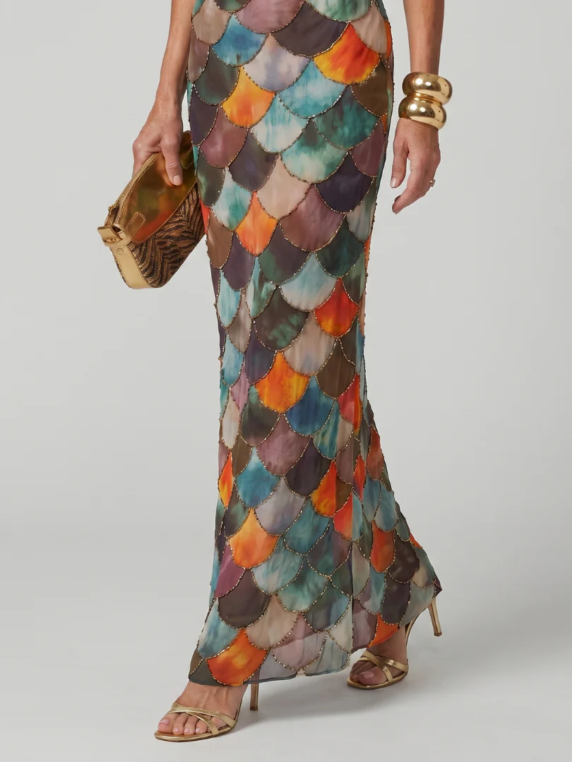 LARKIN™ - FITTED SCALE PRINT MAXI DRESS