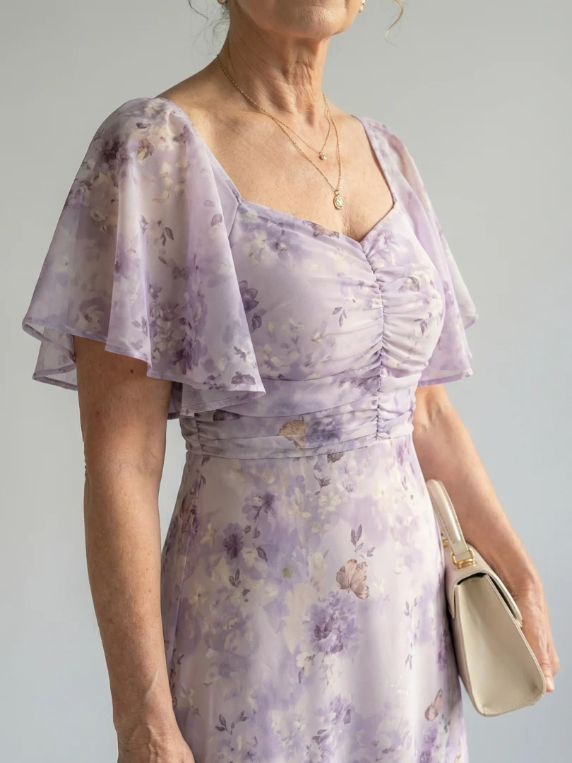 VAELIS™ - FLUTTER SLEEVE MIDI DRESS