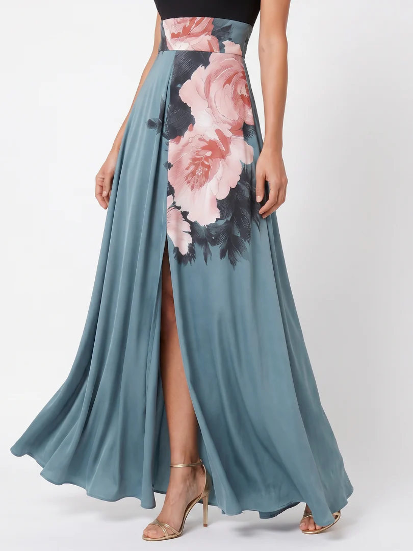OLYMPAS™ - HALTER BODICE FLORAL SKIRT MAXI DRESS