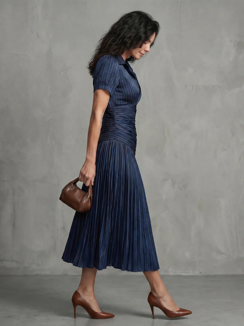 THEODORA™ - PLEATED WAISTLINE MIDI DRESS