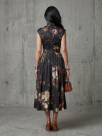 GRETA™ - HIGH NECK KEYHOLE MIDI DRESS