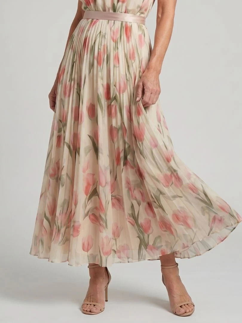 AURELLE™ - HALTER NECK FLORAL MIDI DRESS