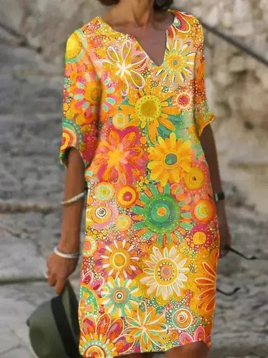 CHRISTINA™ - FLORAL SUMMER MIDI DRESS