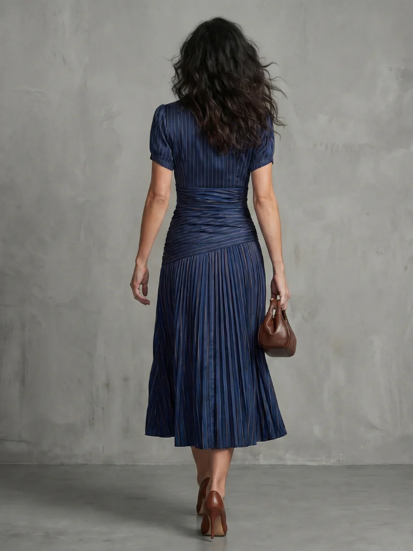 THEODORA™ - PLEATED WAISTLINE MIDI DRESS