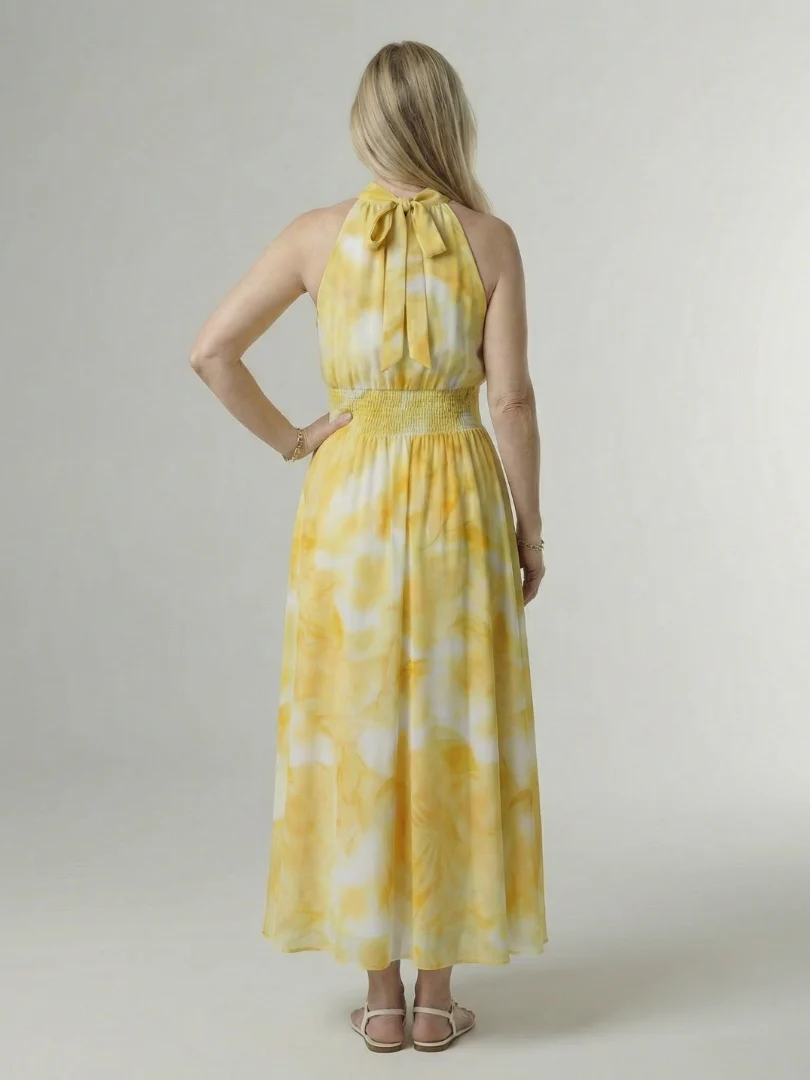 SYLIN™ - GATHERED HALTER MIDI DRESS