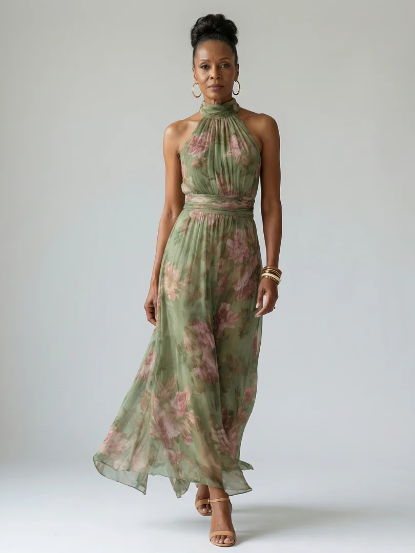 SERENA™ - GATHERED HALTER MAXI DRESS