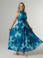 SYLIN™ - GATHERED HALTER MIDI DRESS