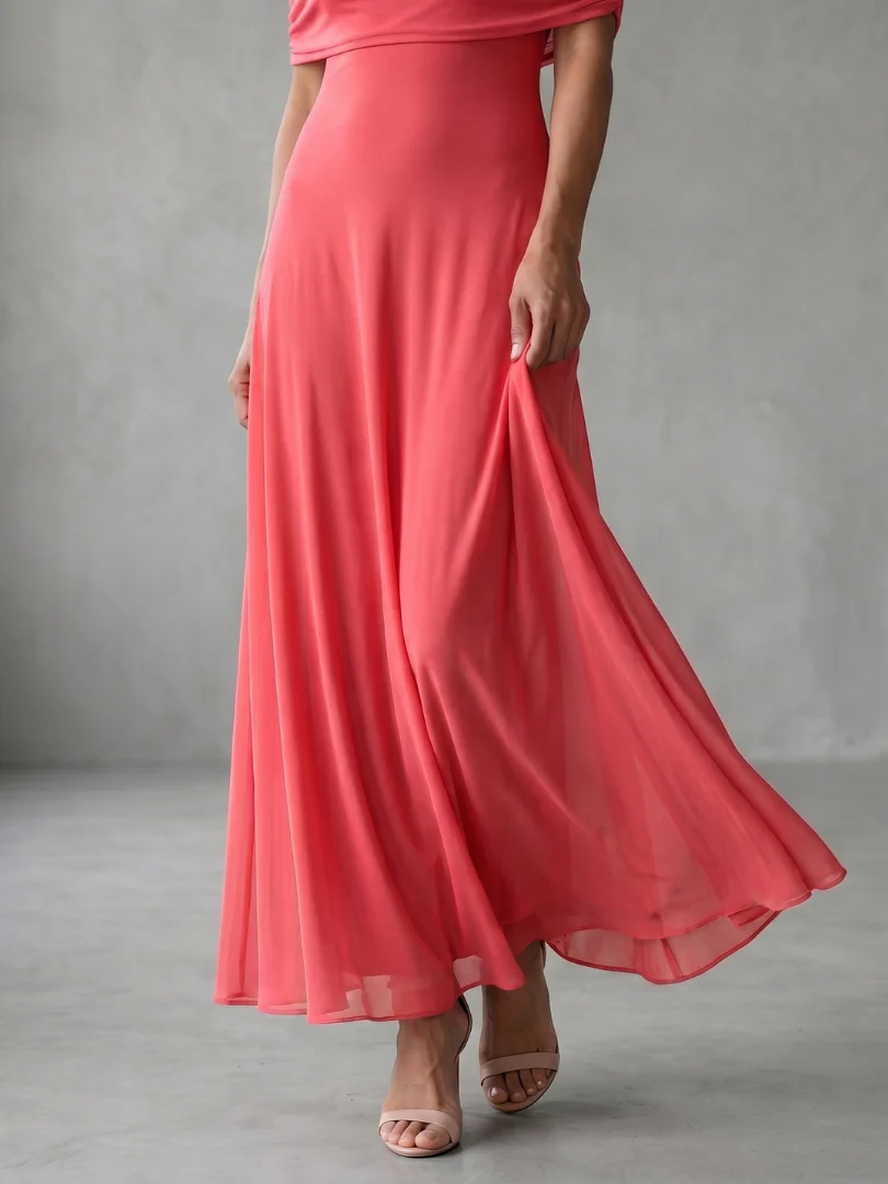 JUNE™ - OFF SHOULDER DRAPED MIDI DRESS
