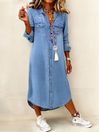 HELEN™ - CASUAL DRAPED DENIM MAXI DRESS