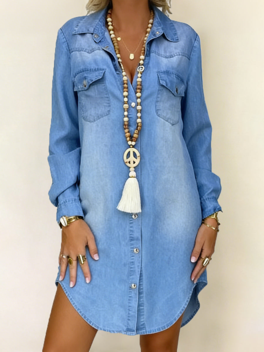SELENA™ - CASUAL SUMMER DENIM SHIRT DRESS