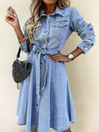 LUNA™ - SUMMER DENIM MIDI SHIRT DRESS