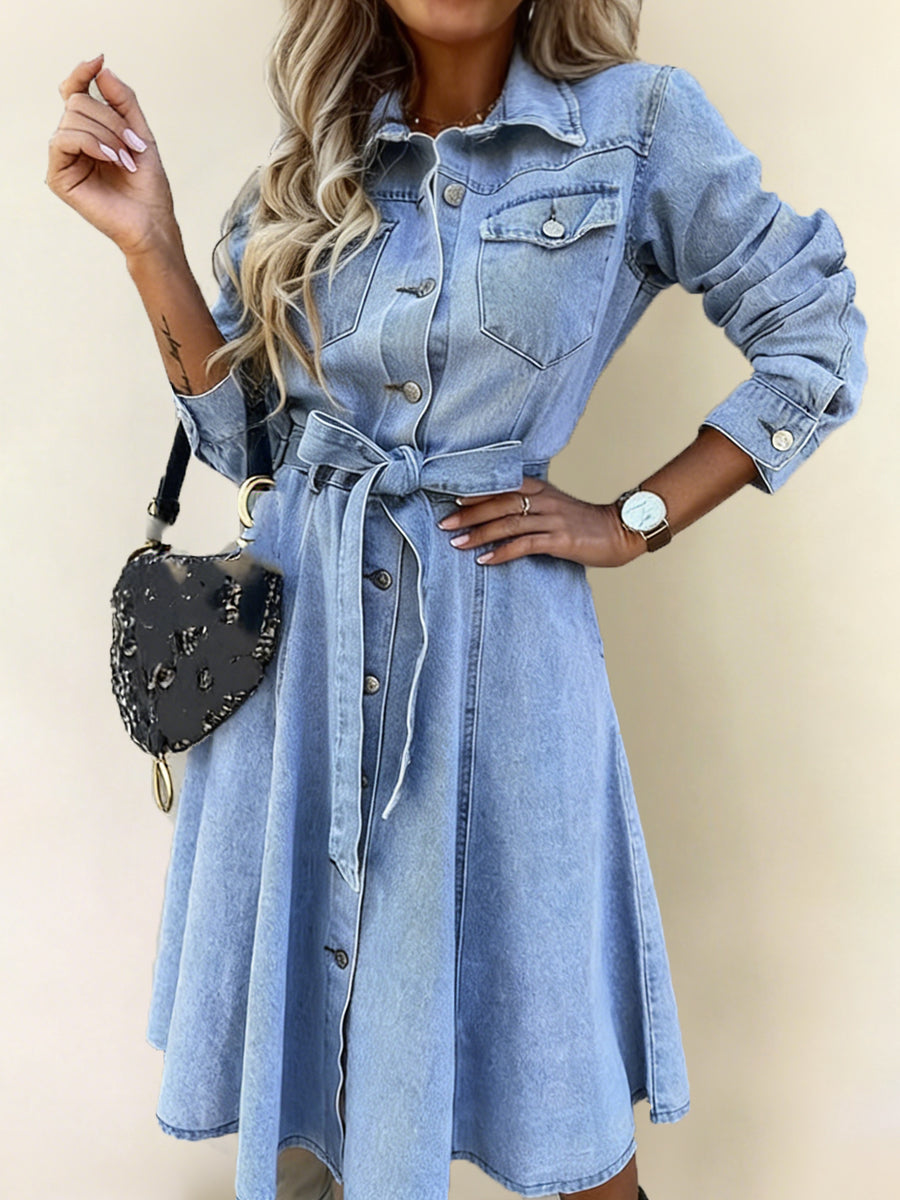 LUNA™ - SUMMER DENIM MIDI SHIRT DRESS