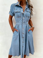 DEBORAH™ - SUMMER DENIM MIDI SHIRT DRESS