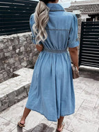 DEBORAH™ - SUMMER DENIM MIDI SHIRT DRESS