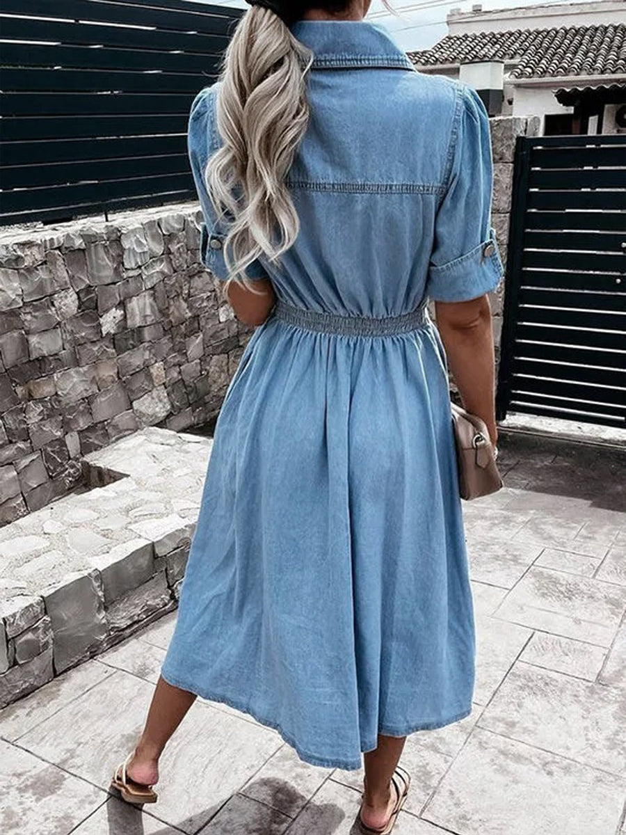 DEBORAH™ - SUMMER DENIM MIDI SHIRT DRESS