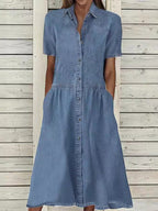 CAROL™ - RELAXED SUMMER DENIM MIDI DRESS