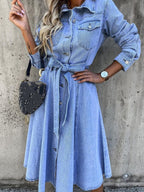 LUNA™ - SUMMER DENIM MIDI SHIRT DRESS