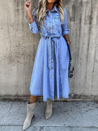 LUNA™ - SUMMER DENIM MIDI SHIRT DRESS
