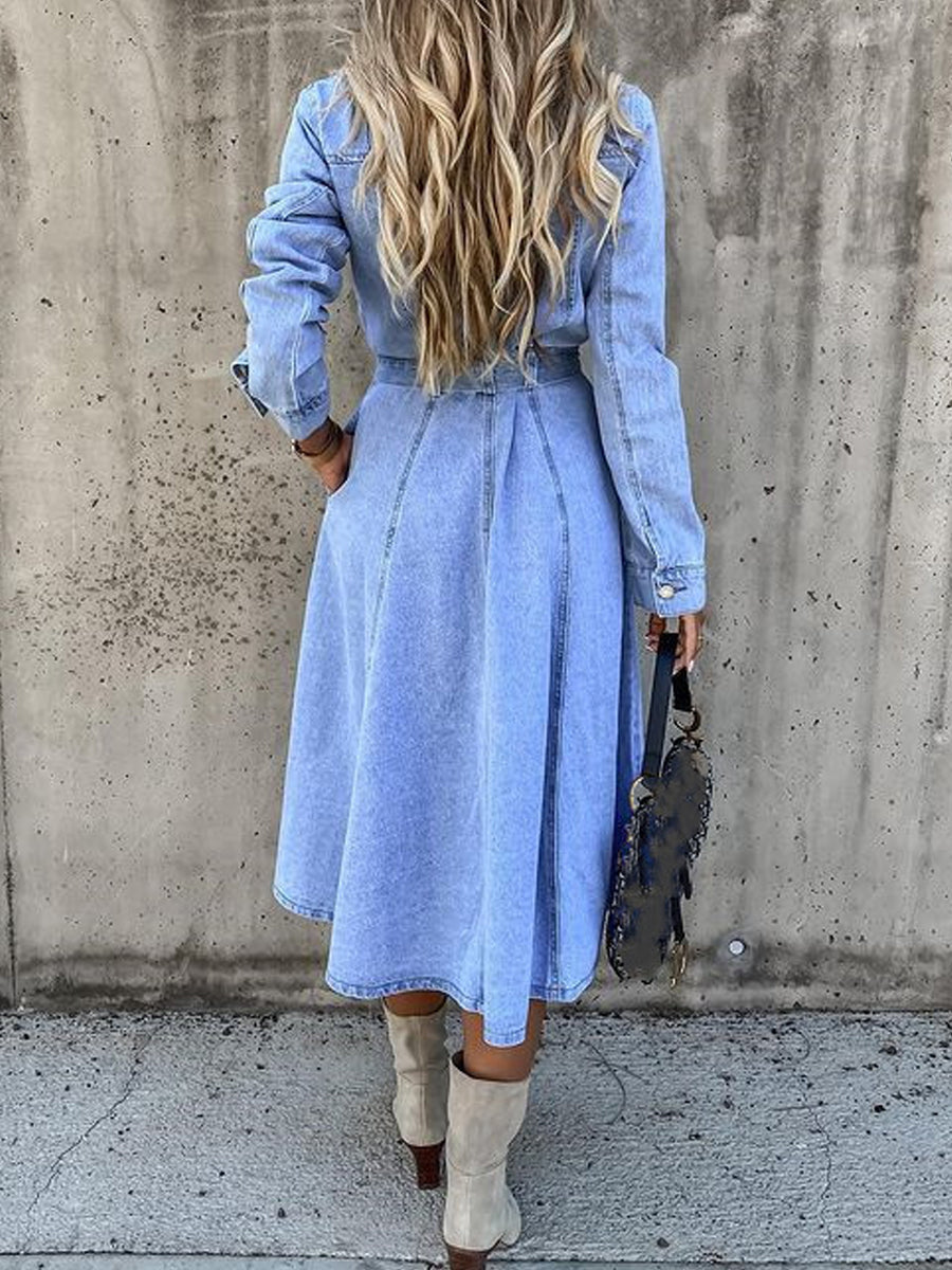 LUNA™ - SUMMER DENIM MIDI SHIRT DRESS