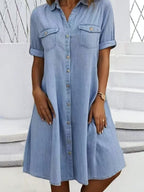 PATRICIA™ - ELEGANT CASUAL DENIM MIDI DRESS