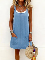 LISA™ - CASUAL DENIM STRAP MINI DRESS