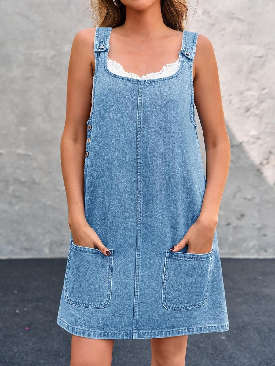 LISA™ - CASUAL DENIM STRAP MINI DRESS