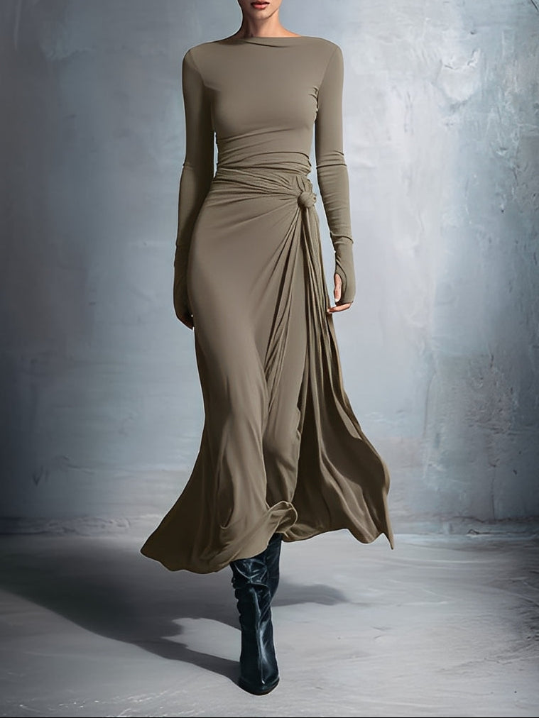 MILDRED™ · ELEGANT SIDE-KNOT MAXI DRESS